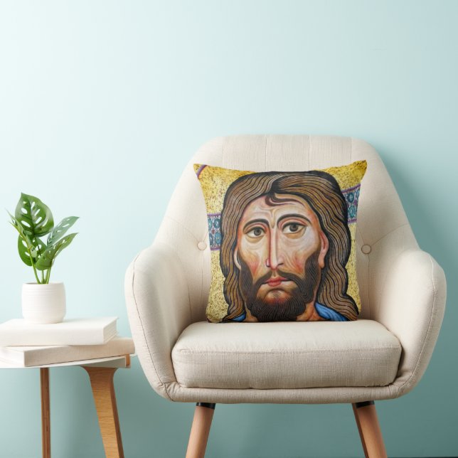  Byzantine Jesus Mosaic Pillow – Religious Accent  (Chair)