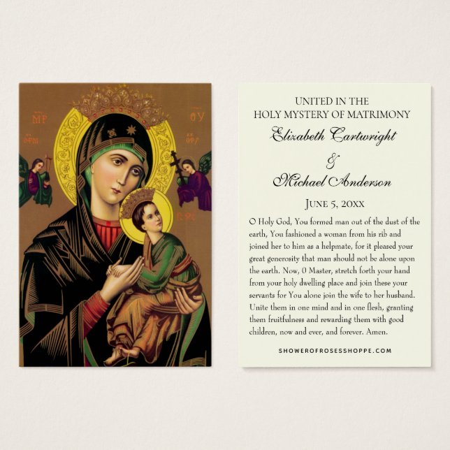 Byzantine Orthodox Eastern Rite Wedding Holy Cards (Front & Back)