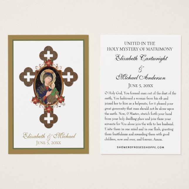 Byzantine Orthodox Eastern Rite Wedding Holy Cards (Front & Back)