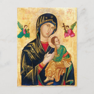 Byzantine Virgin Mary and Child Icon Christmas Postcard
