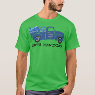 BZw2 Truck Happy Hanukkah Menorah Farm Jewish Life T-Shirt
