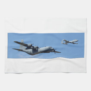 C130 HERCULES AND A10 WARTHOG IN FORMATION TEA TOWEL
