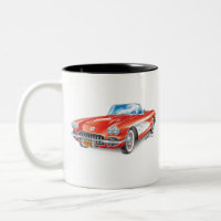C1 Red Vette Illustration Two-Tone Coffee Mug