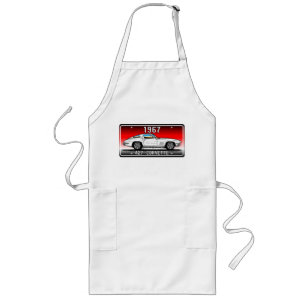 C2 1967 Corvette License Plate Art-Red Background Long Apron