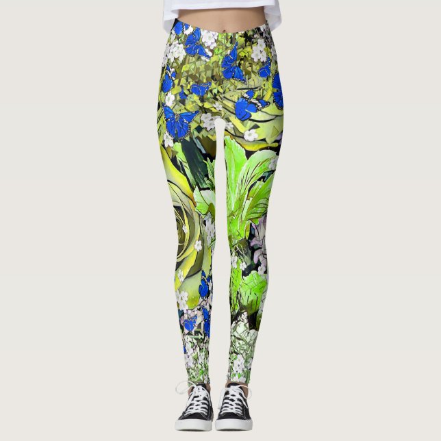 C2k Floral Print Lime Leggings (Front)