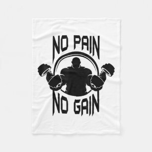 C386 No Pain No Gain Gym Workout Fitness Motivatio Fleece Blanket