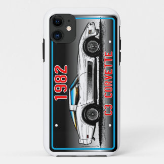 C3 1982 Corvette License Plate Art-Grey Background Case-Mate iPhone Case