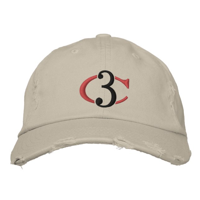 C3 Logo Distressed Chino Adjustable Hat (Front)