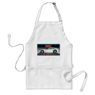 C6 2007 Coupe Grey Background Vette Lic Plate Art Standard Apron