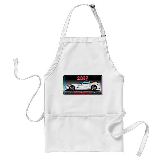 C6 2007 Coupe Grey Background Vette Lic Plate Art Standard Apron (Front)