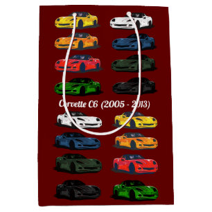 C6 Corvette Different Coloured Sports Cars Burgand Medium Gift Bag