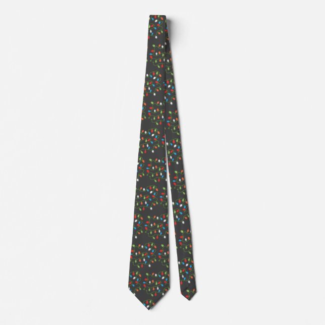 C7 Christmas Lights Neck Tie (Dark Grey & Multi) (Front)