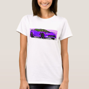C7 Purple Corvette Sportscar with Pink Stripe T-Shirt