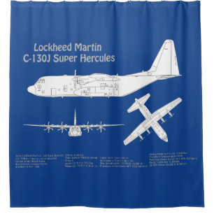 C-130 Hercules - Aeroplane Blueprint Plans ABD Shower Curtain
