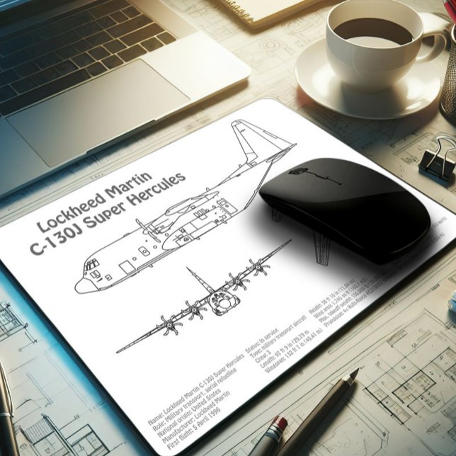 C-130 Hercules - Aeroplane Blueprint Plans AD Mouse Pad (Creator Uploaded)