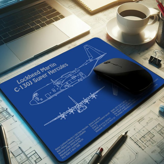C-130 Hercules - Aeroplane Blueprint Plans AD Mouse Pad (Creator Uploaded)
