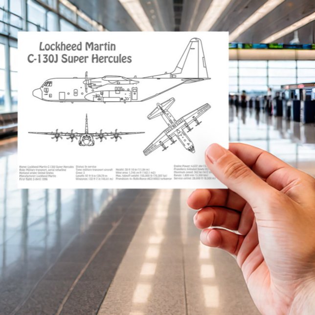 C-130 Hercules - Aeroplane Blueprint Plans BD Postcard (Creator Uploaded)