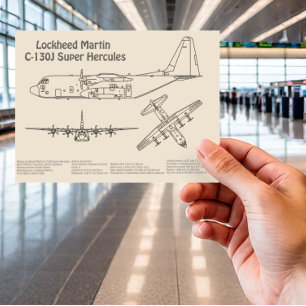 C-130 Hercules - Aeroplane Blueprint Plans SD Postcard