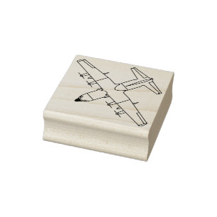 C-130 Hercules Airlift Top View Line Wood Stamp
