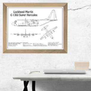 C-130 Hercules - Airplane Blueprint Plans BD Photo Print