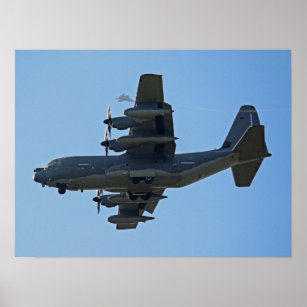 C-130 Hercules Plane w/ F-35 Silhouette Poster