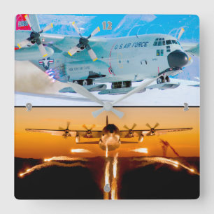 C-130 HERCULES SQUARE WALL CLOCK