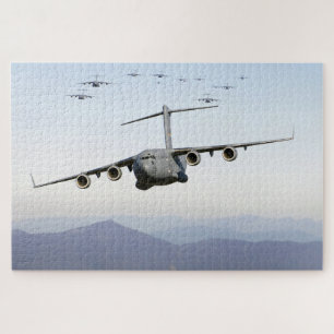 C-17 Globemaster III Aircraft Fly Over  Blue Ridge Jigsaw Puzzle