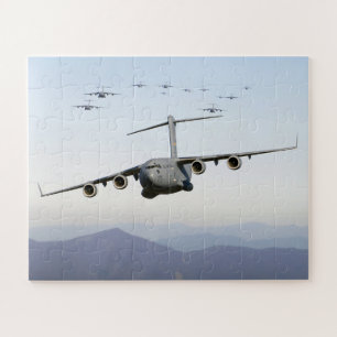 C-17 Globemaster III Aircraft Fly Over  Blue Ridge Jigsaw Puzzle