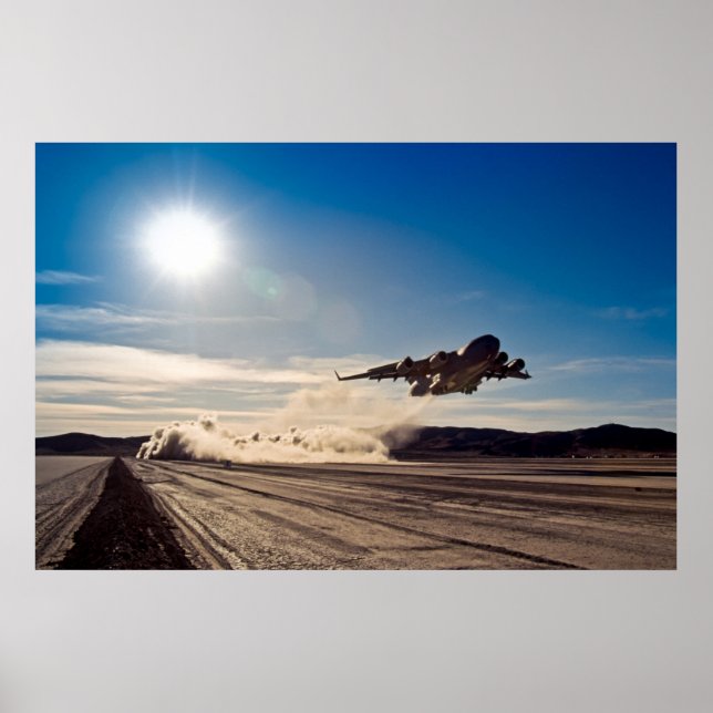 C-17 taking off from dry lake bed poster (Front)