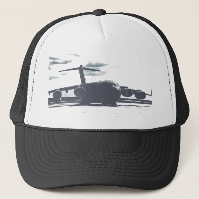 C-17A Globemaster III Black and White Trucker Hat (Front)