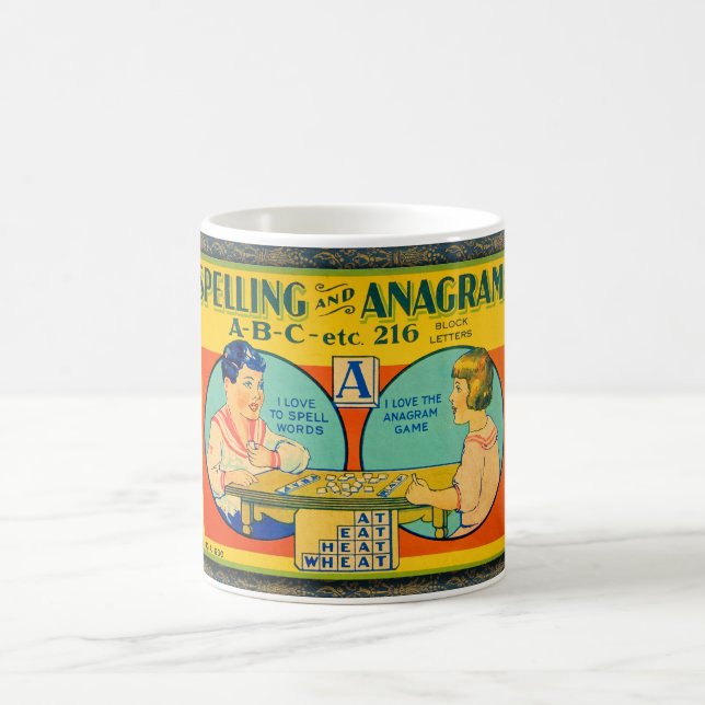 C. 1915 CHILD'S SPELLING GAME BOX COFFEE MUG (Center)