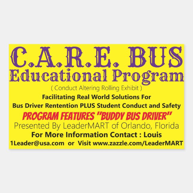 C.A.R.E. BUS Educational Program Rectangle Sticker (Front)