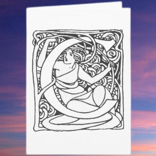 C-Art Nouveau Lady Intitial Note Card