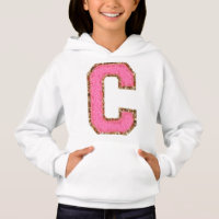 C - Bubblegum Glitter Varsity Letter Patches on Wh