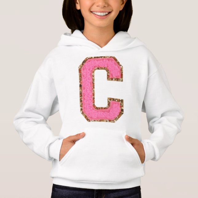 C - Bubblegum Glitter Varsity Letter Patches on Wh (Front)