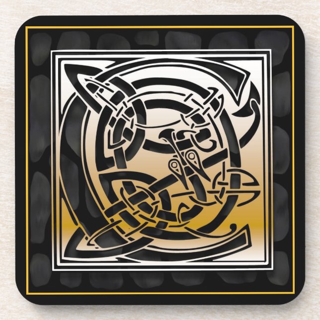 ‘C’ Celtic Black Stone Monogram Coasters (Front)