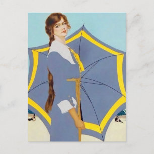 C Coles Phillips “Beach Umbrella” Fadeaway Girl Postcard