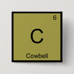 C - Cowbell Chemistry Element Symbol Music T-Shirt 15 Cm Square Badge