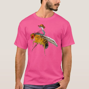 C Elegans Riding Drosophila Fly Model Organism Rod T-Shirt