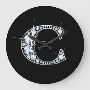 C Faux-"Diamond" Monogram Large Clock