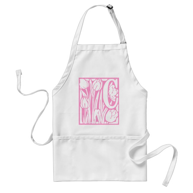 C Floral Monogram Standard Apron (Front)