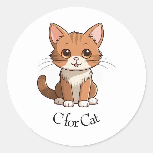 C for Cat Classic Round Sticker (Front)