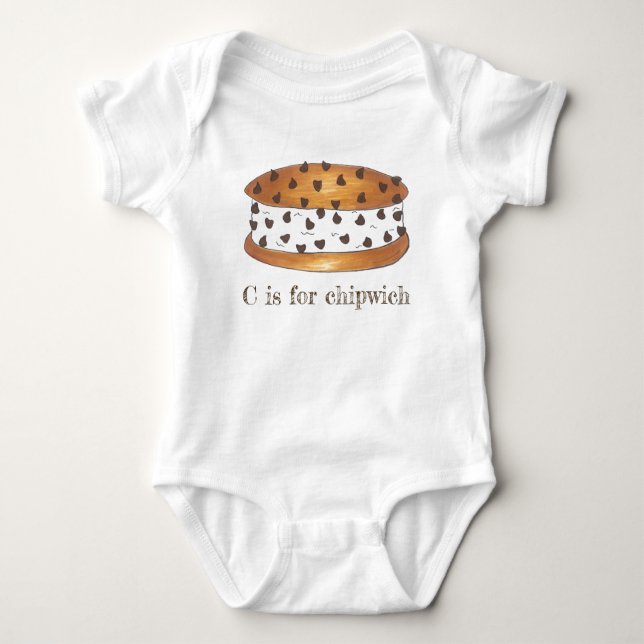 C for Chipwich Chocolate Chip Ice Cream Sandwich Baby Bodysuit (Front)