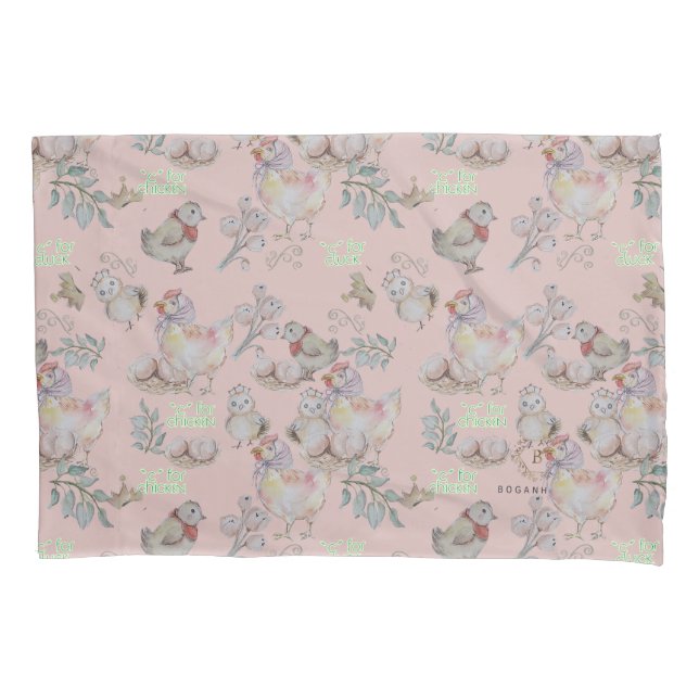 C for Cluck Baby Blanket Pillowcase (Front)