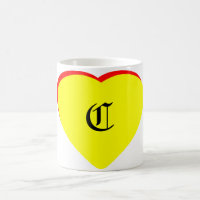 "C" Heart Yellow Red Wedding Invitation The MUSEUM