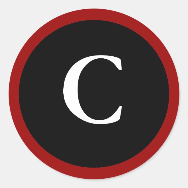 C : Initial C Letter C Red, White & Black Stickers (Front)