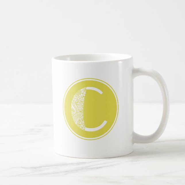 C Initial Floral Monogram Coffee Mug (Right)