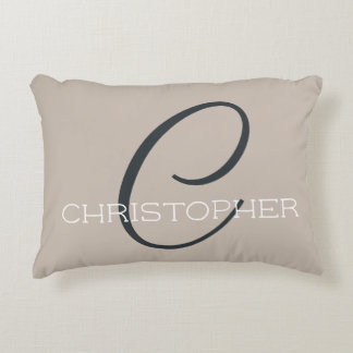 C Initial Stylish Taupe Tan Monogram Decorative Cushion