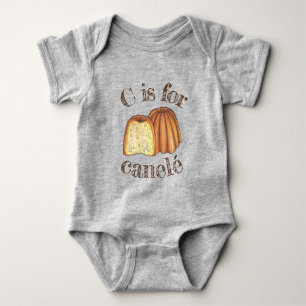 C is for Canelé French Pastry Bakery Dessert Food Baby Bodysuit