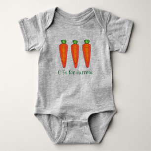 C is for Carrots Orange Green Carrot Vegetable Baby Bodysuit